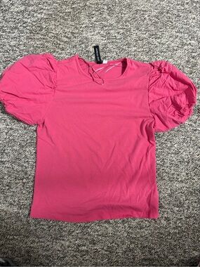 Pink Puff-Sleeve Women's Top